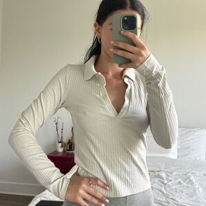 V Neck Long Sleeve Top